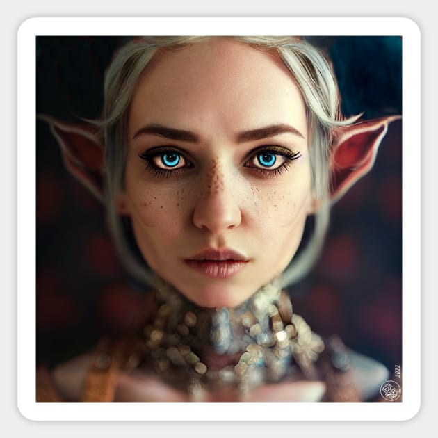 Lenna Wynwraek - Portrait of Beautiful Elf Woman Sticker by JediNeil